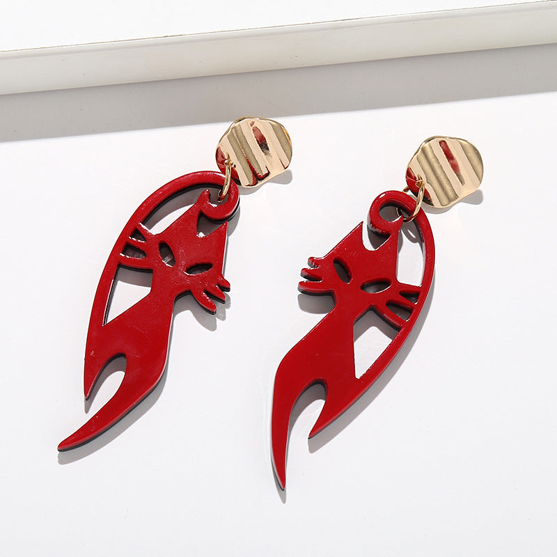 Wholesale Fox Animal Acrylic Metal Earrings